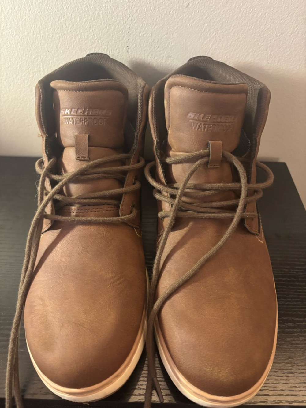 Skechers Men's Brown Waterproof Leather Lace-Up Work Boots